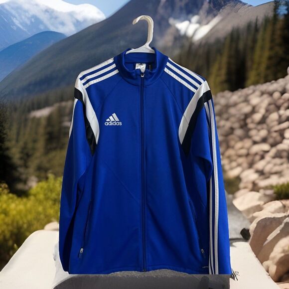 y2k Men's Adidas Climacool Blue Zip Soccer Track Jacket Size s - Picture 1 of 3